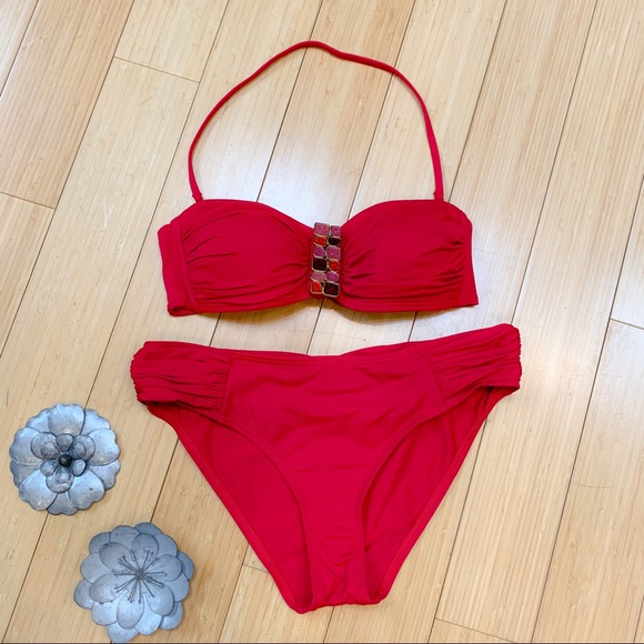 La Blanca Other - LA BLANCA red jeweled bikini, 8.